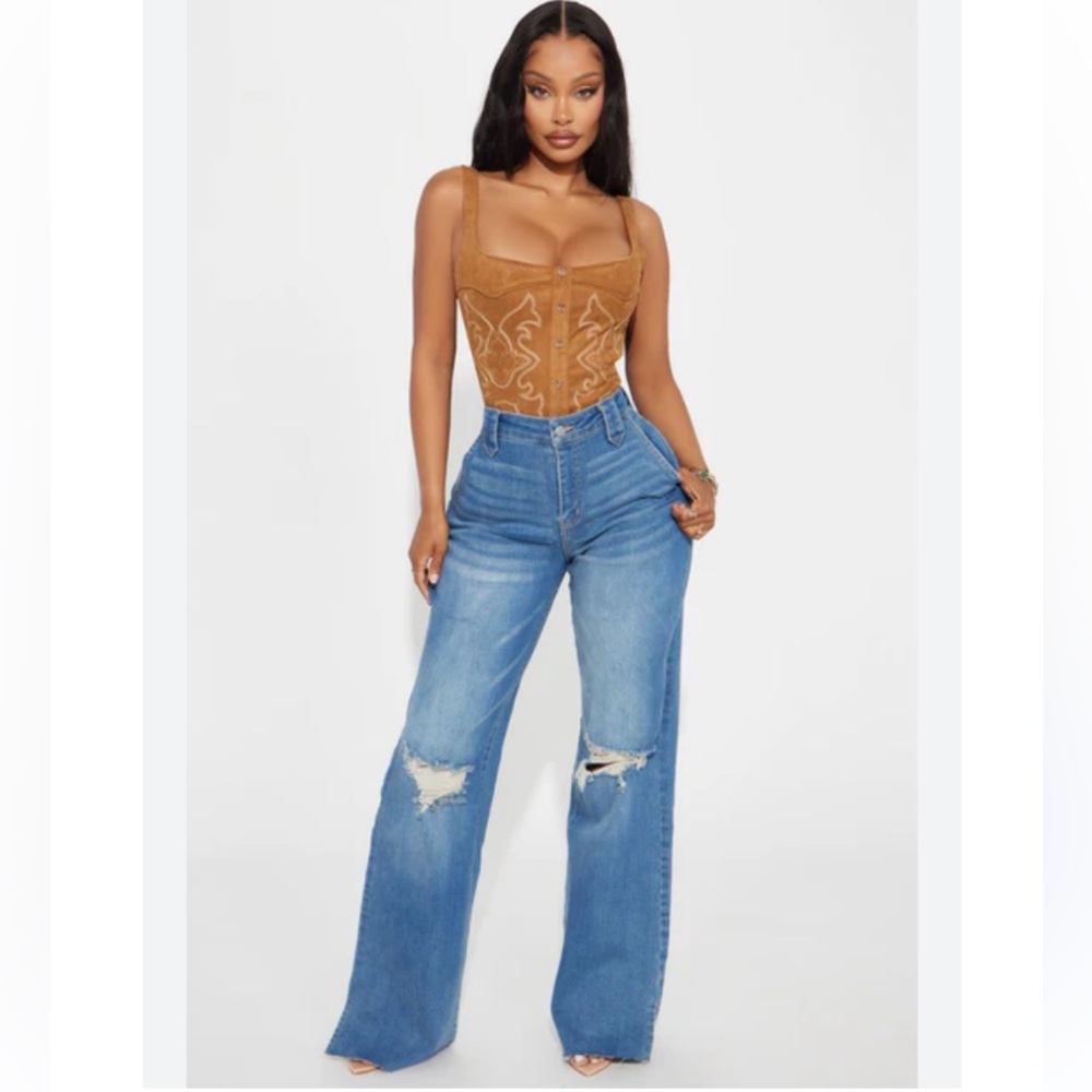 Fashion Nova Doubling Down Ripped Flare Jeans 5